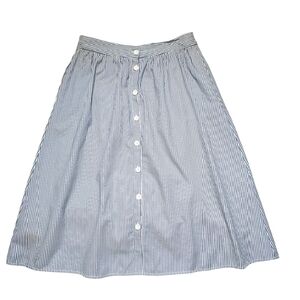 Waikiki Blue and White  Striped Button Up Front Skirt W/Pockets Size S